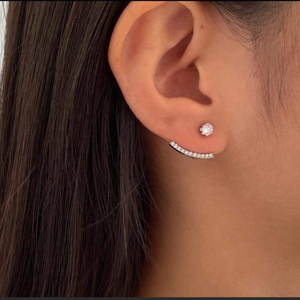 ❤️Silver Diamond Ear Jacket Earrings